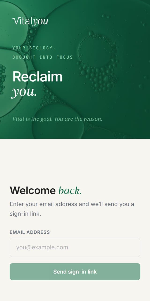 Portal sign-in screen on a phone, asking for an email address to send a sign-in link to