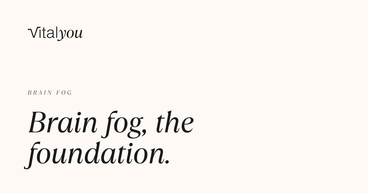 A link preview on cream: the VitalYOU wordmark above the guide title, Brain fog, the foundation.